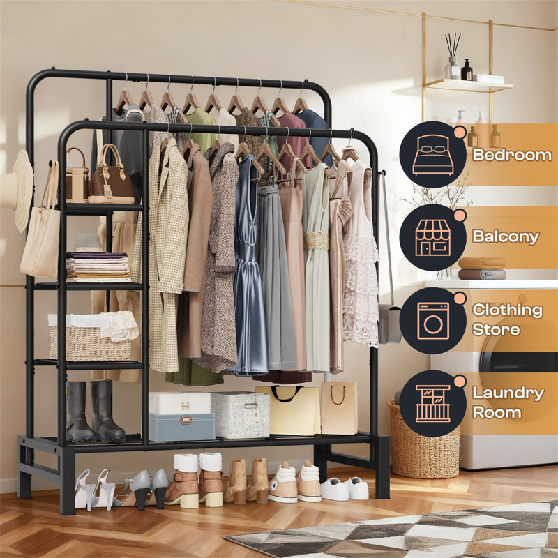 115cm Rolling Clothing Rack, Black