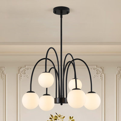 Lustre sphérique spoutnik à 6 lumières à intensité variable moderne en verre