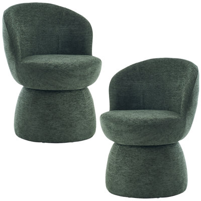 Modern Upholstered Dining Chairs, Boucle Fabric Swivel Barrel Chairs, Wingback Side Chairs, Vanity Chairs