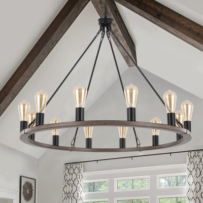 Hatsumi 12 - Light Dimmable Wagon Wheel Chandelier