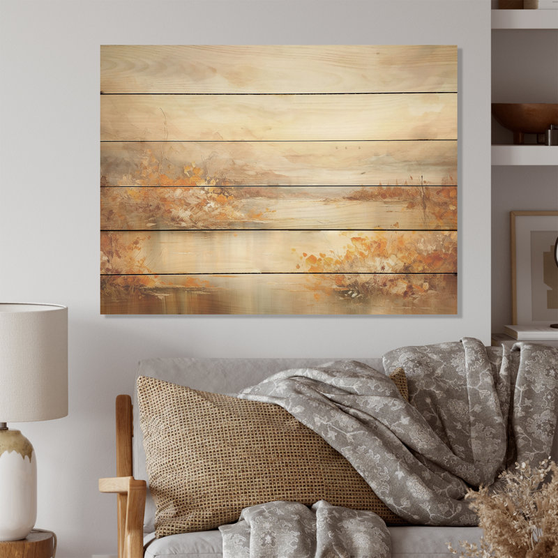 Lakes Rivers Dreamscape Charm Liquid Art - Lake River Wood Wall Art On Natural Pine Wood, 30" H x 40" W