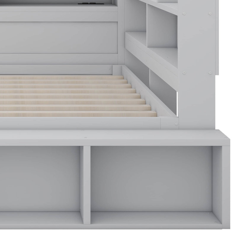 Daybed Boot Rack Ebern Designs Daybed With Storage Cabinets, Shoe Rack & USB Ports ...