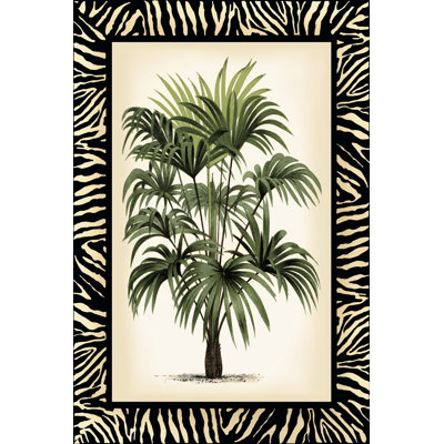 Small Palm In Zebra Border I by Vision Studio - Wrapped Canvas Painting