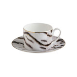Tea Cup & Saucer TIGER Set of 2 in Luxury Box diam. 3.3in, H 2.3in, cap. 7.5 oz, Saucer diam. 6in