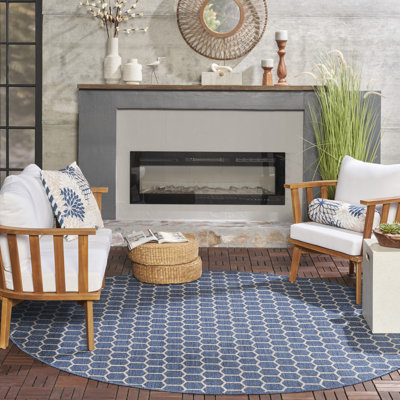 Canete Geometric Reversible Indoor/Outdoor Area Rug in Blue