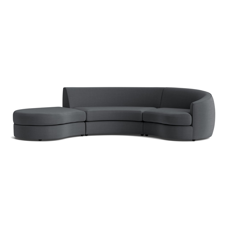 Giselle 3-Piece Right Arm Sectional, Performance Linen - Charcoal