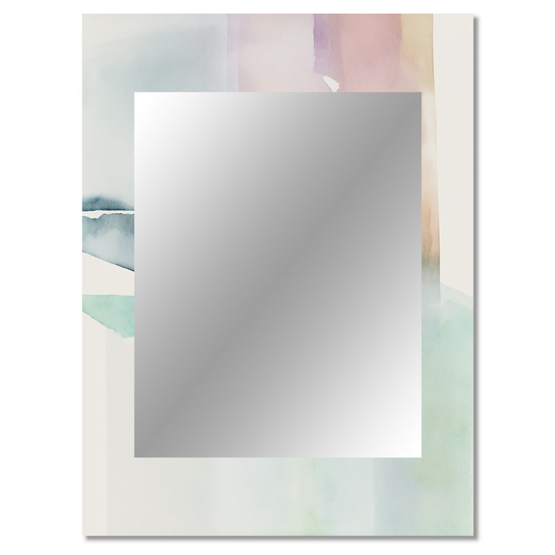 Pastel Serenity II - miroir mural unique à encre liquide, miroir bleu, impression d'art en métal, 40 po x 30 po
