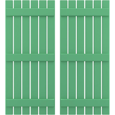 23 1/2"W x 64"H Americraft Six Board (3 Batten) Exterior Real Wood Spaced Board-n-Batten Shutters (Per Pair), Shadow Mountain