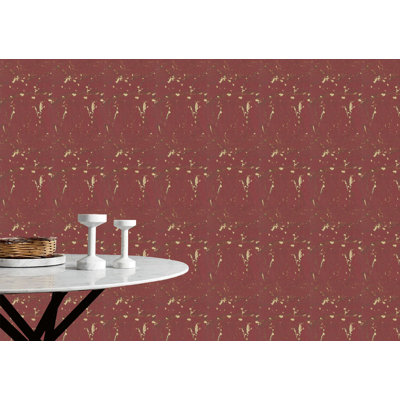 Mauve Wine Collaged Cork Print Textured Grasscloth Wallpaper 54 Sq. Ft.