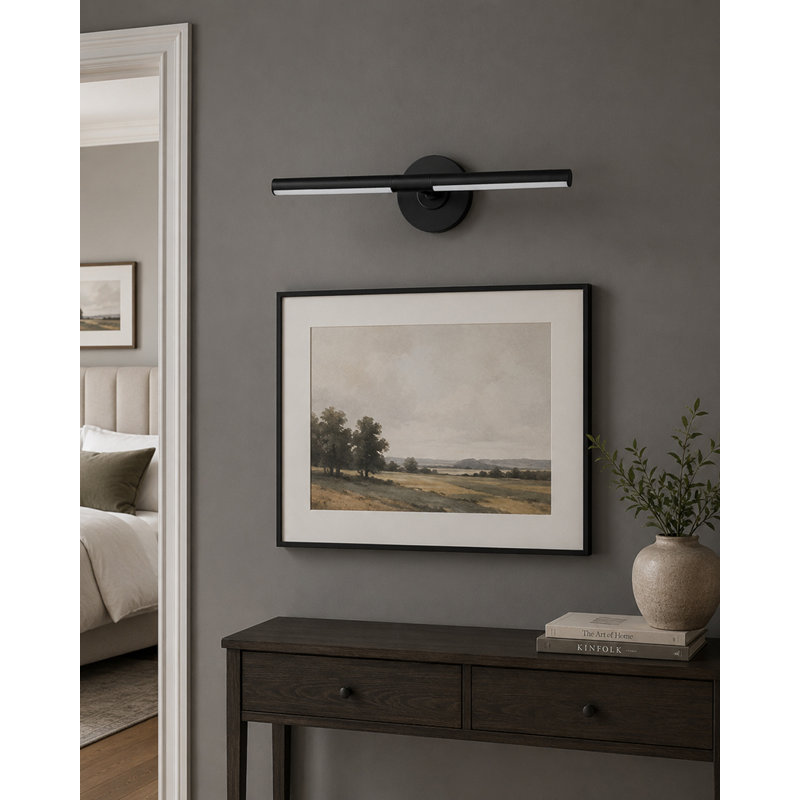 Demontrey Aluminium LED Armed Sconce, 4.5" H x 19" W x 8.75" D, Black/White