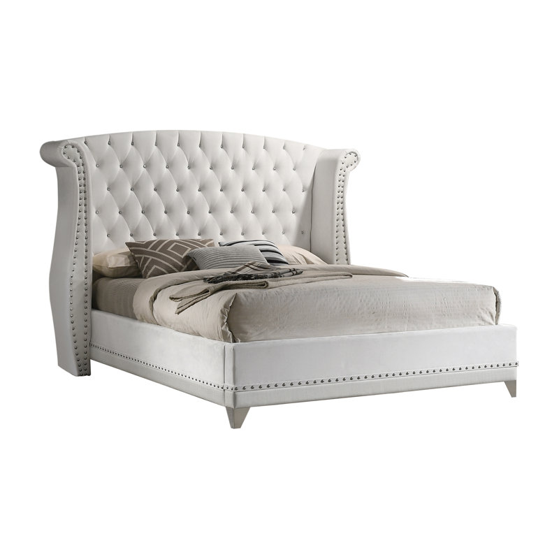 Bruntons Tufted Upholstered Wingback Bed in White, California King