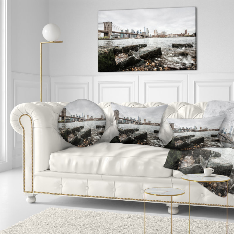 Coussin Cityscape Brooklyn Bridge, Rectangle, 12 po x 20 po