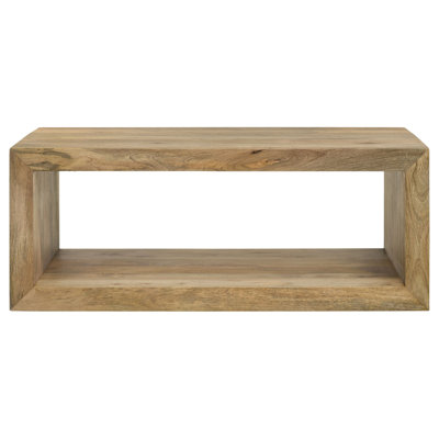 Graciemay Solid Wood Floor Shelf Coffee Table with Storage in Natural