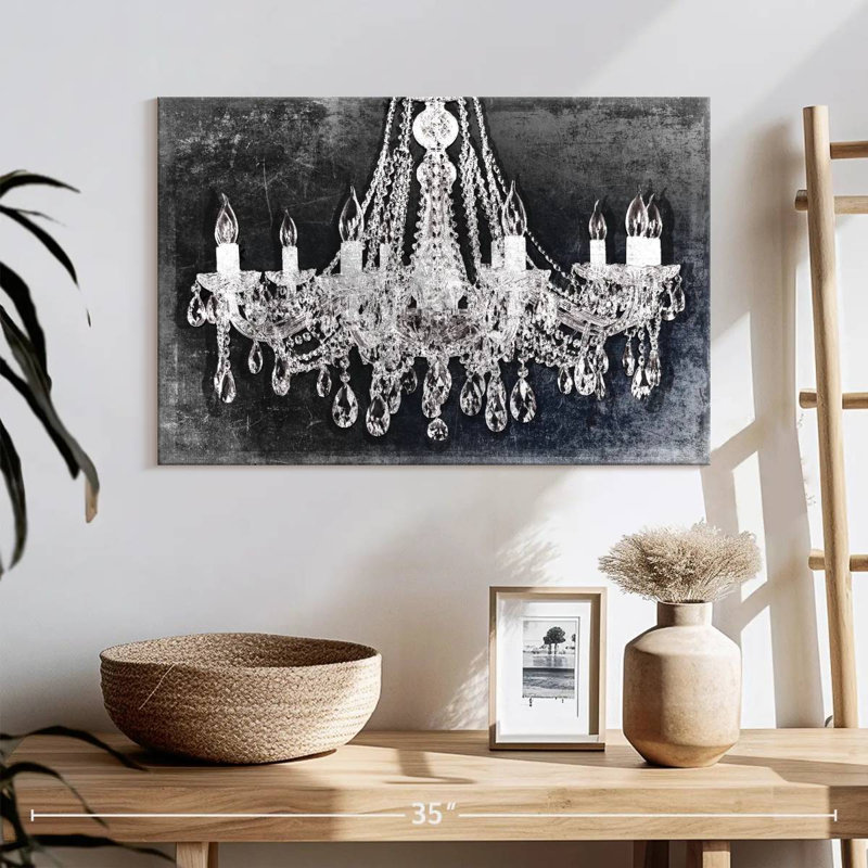 Lustre en cristal grunge sur toile, H 16 po x l 24 po x P 1,25 po