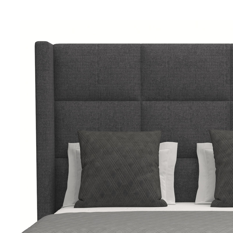 Esparto Upholstered Wingback Bed, Charcoal Revolution®, King (Mid)