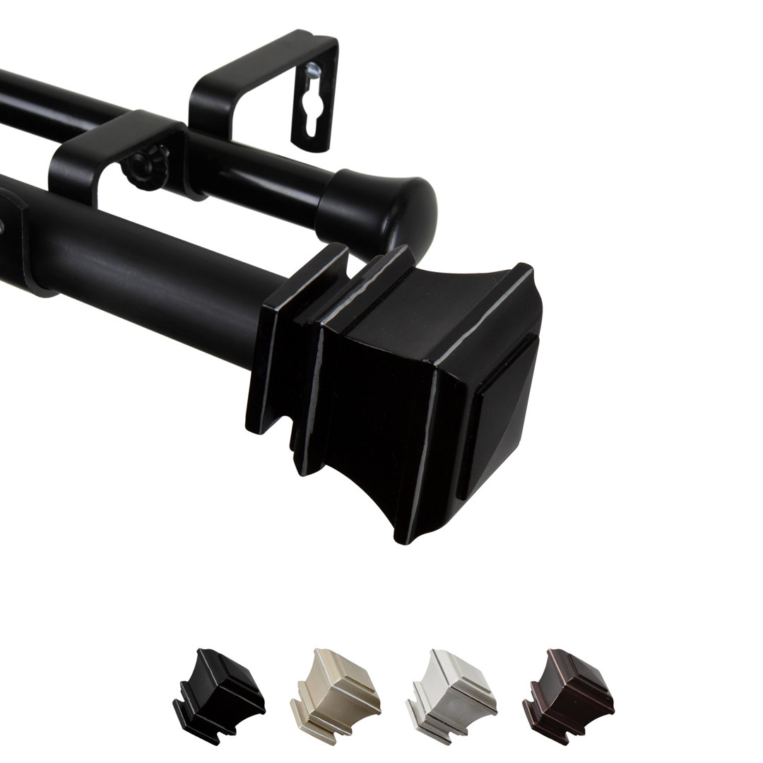 Steel Rod/Resin Finial Adjustable Double Curtain Rod Rod Desyne 