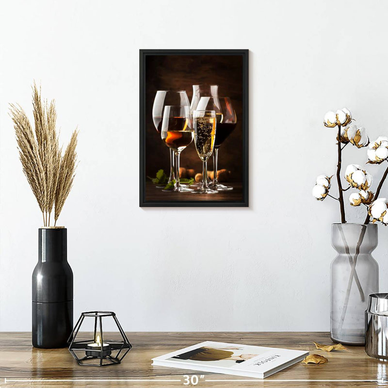 Variety Of Wine, 9" X 13", Floating Frame Black