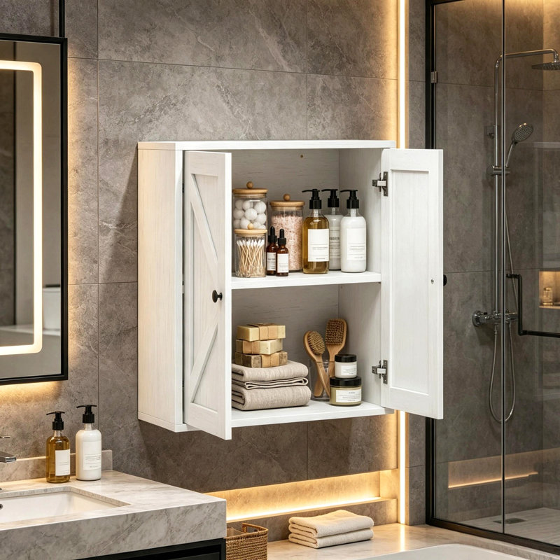 Élégante armoire murale, armoire murale, armoire murale à tablette réglable, unité de rangement murale polyvalente