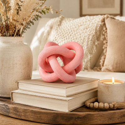 Chaîne à 3 maillons en bois naturel, décor de table rustique, rose
