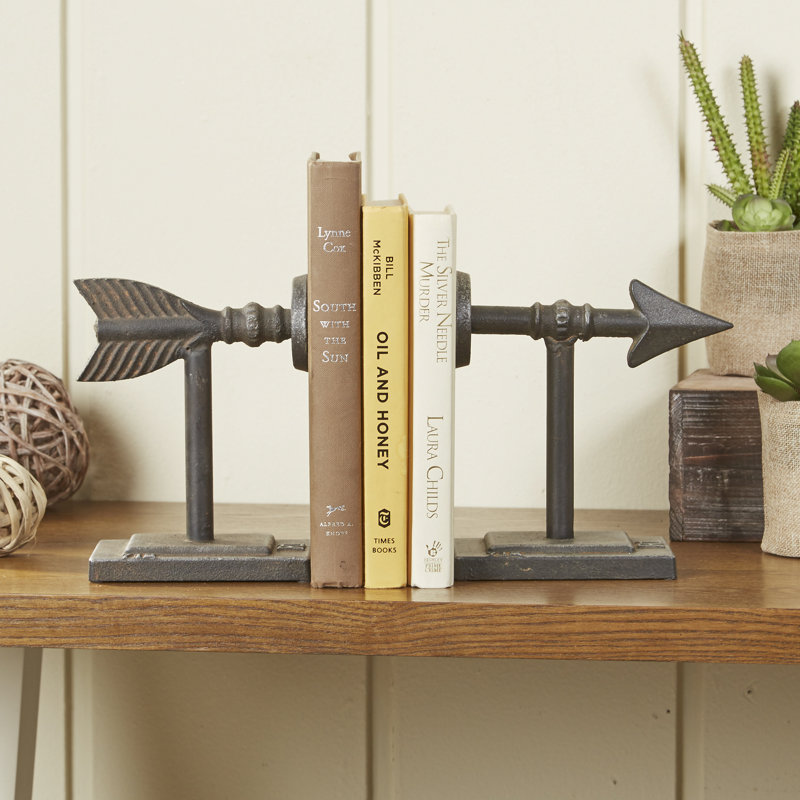 Brown Cast Metal Arrow Bookends Set