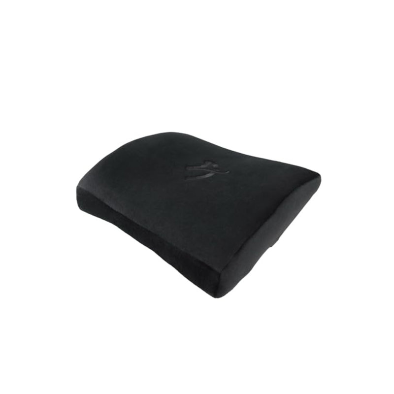 Le coussin de soutien lombaire en mousse à mémoire de forme Arozzi soulage les maux de dos et la fatigue après de longues périodes de travail ou de jeu - Noir