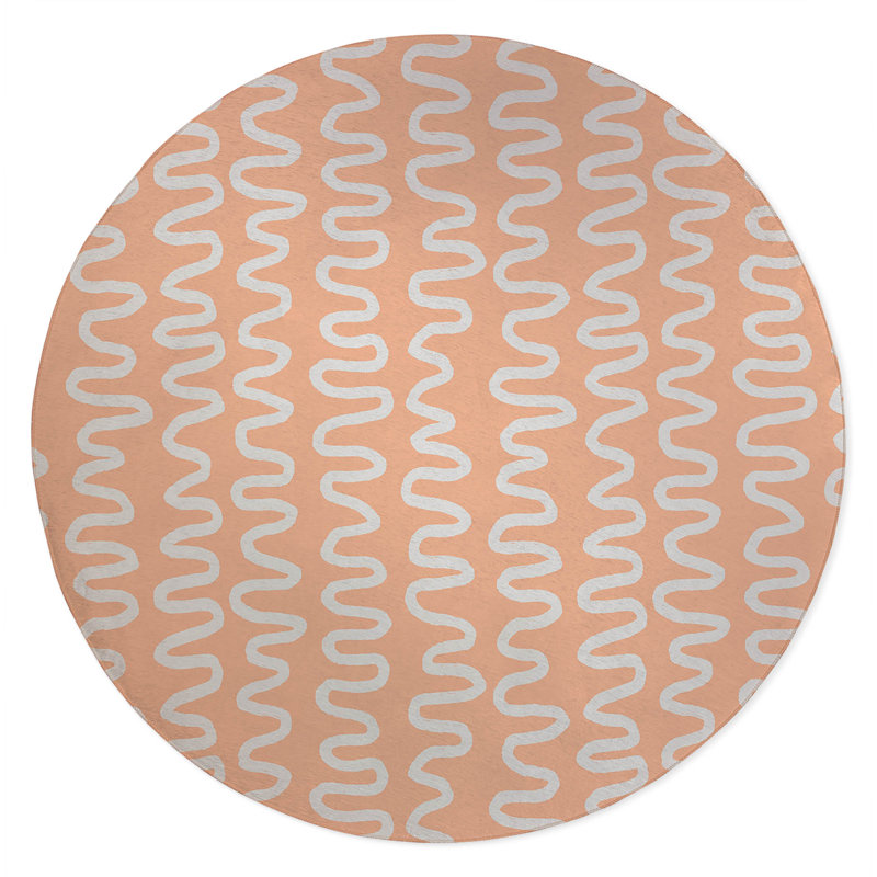 Wiggle Stripe Non-Slip Outdoor Rug, Round 5'