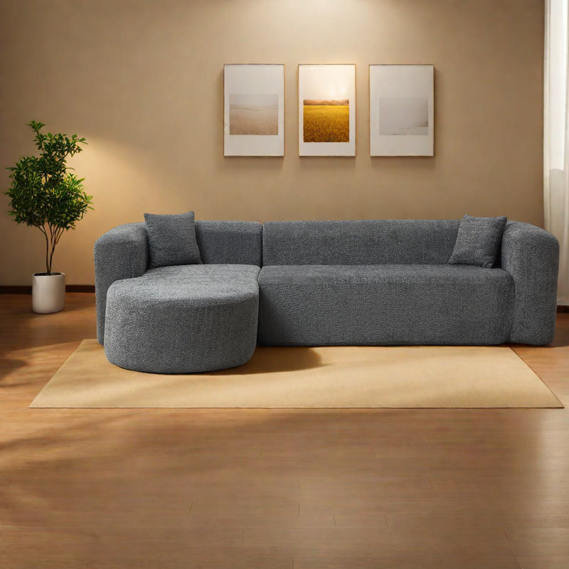 Canapé d'angle moderne en chenille de 277 cm (109 po) pour la maison, Grey