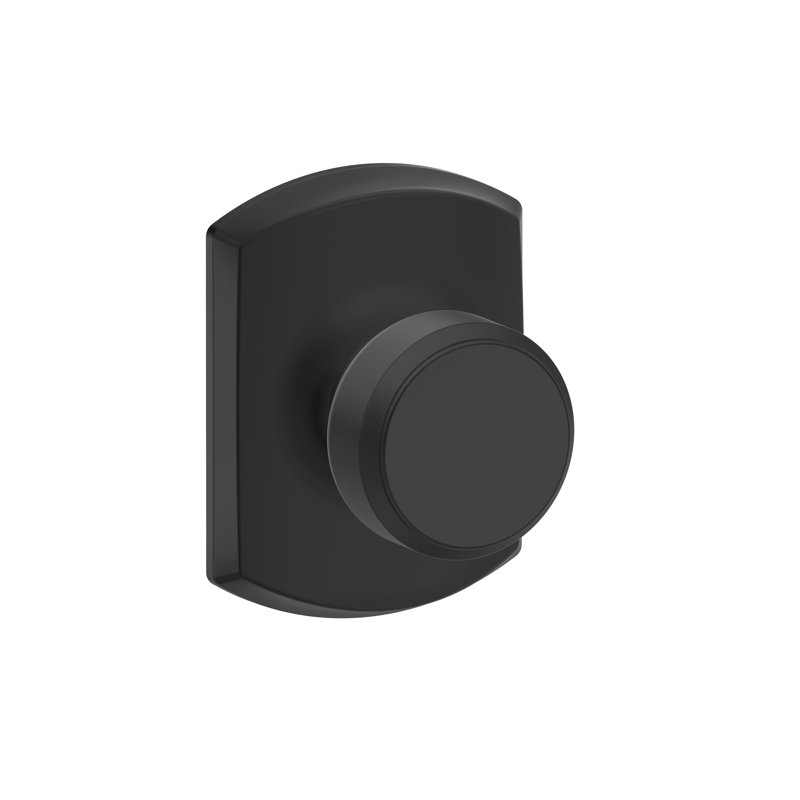 Bowery Knob with Greenwich Trim Hall and Closet Lock, Matte Black