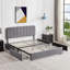 Double Size Upholstered Beds, Modern Platform Bed Frame With Adjustable Headboard And 4 Storage Drawers, Wooden Slats Support, No Box Spring Needed-672313790