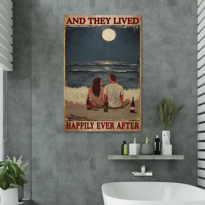 Couple et ils ont survécu heureux après 1 - impression sur toile tendue, L 24 po x H 36 po