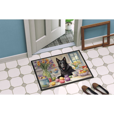 Decorating Easter Belgian Sheepdog Doormat