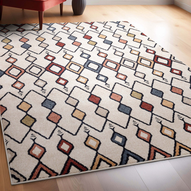 Well Woven Malaga Baikal Bohemian Vintage Tribal Diamond Beige Rug, Rectangle 120cm x 160cm