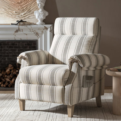 Adamsville Farmhouse Polyester Manual Recliner with Solid Wood Arms by Red Barrel Studio