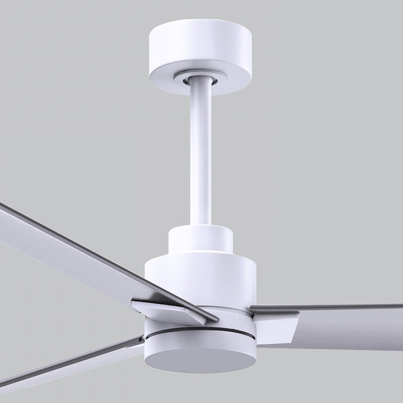 Alessandra Outdoor Downrod Ceiling Fan, Brushed Nickel, Matte White