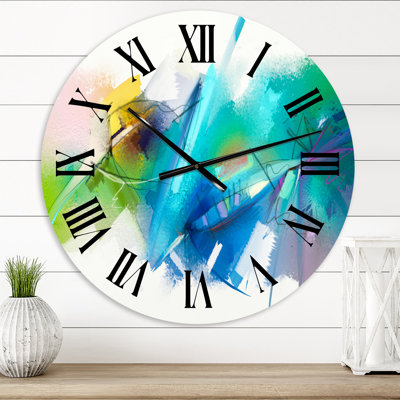 Danse abstraite de différentes nuances de bleu II - horloge murale moderne