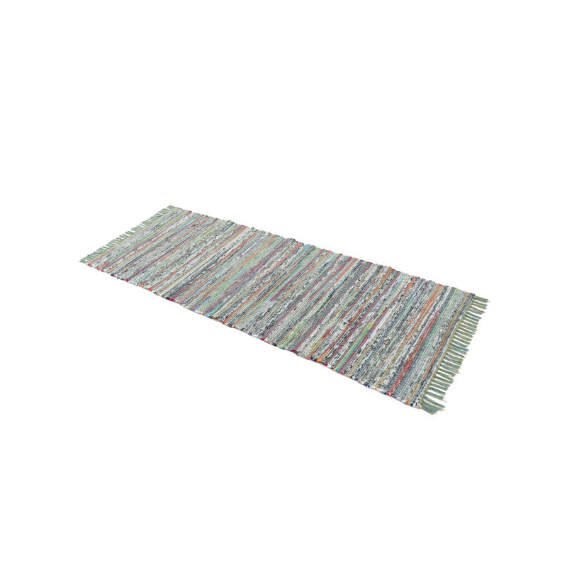 Chindi Hand Woven Kilim Green Rug, Runner 75 x 200cm