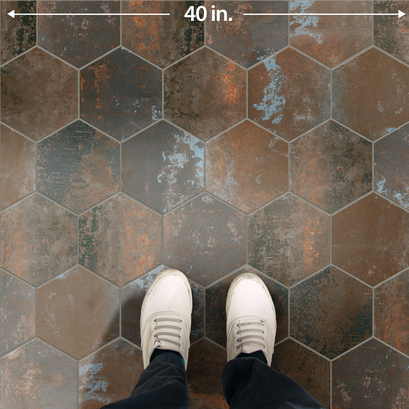 Polaris Hex 9" x 10" Porcelain Vintage Wall & Floor Tile