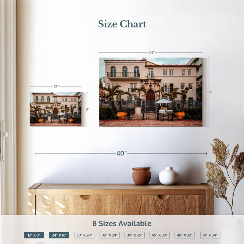 Villa Casa Casuarina Miami, 16" H x 24" W