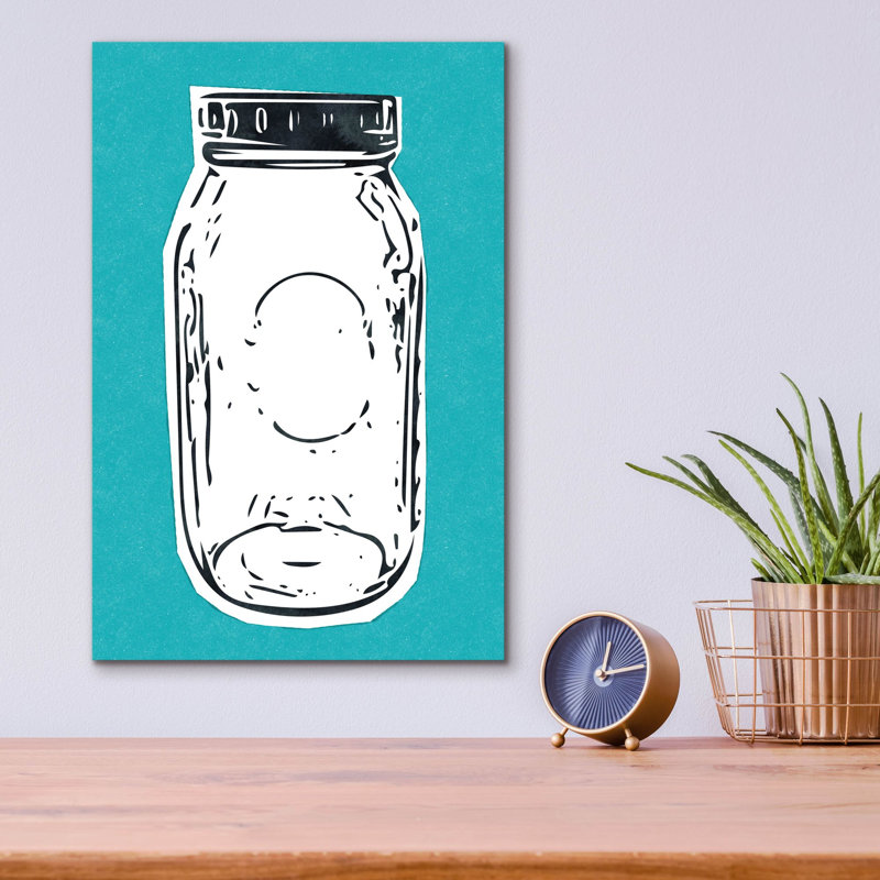 «Pop Art Mason Jar Blue» par Linda Woods, art mural en verre acrylique, H 16 po x l 12 po x P 0,13 po