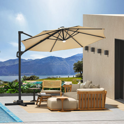 10FT Outdoor Cantilever Umbrella Patio Umbrella with 360-Degree Rotation for Garden Pool Deck BackYard and Patio