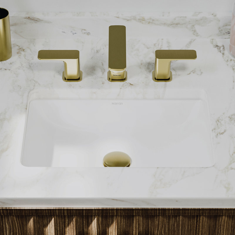 Lavabo de salle de bain rectangulaire encastré en porcelaine vitrifiée blanc Karran Valera