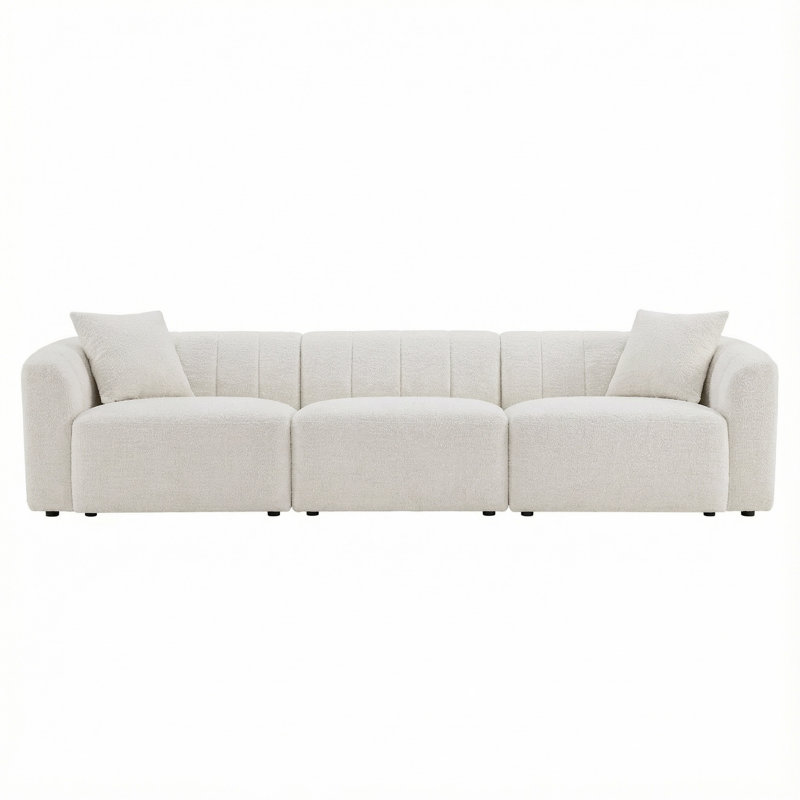 Canapé modulaire 3 pièces Augustine, Boucle Merino Pearl Performance
