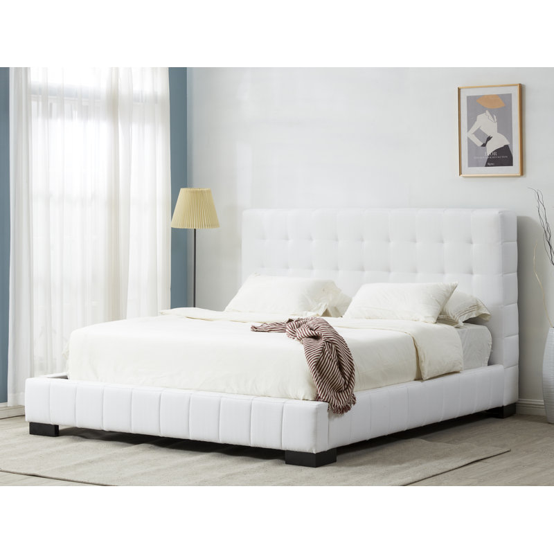 Vivaldi Upholstered Platform Bed, King, White