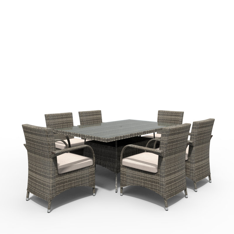 Ensemble de salle à manger rectangulaire pour 6 personnes 62,99 po, gris
