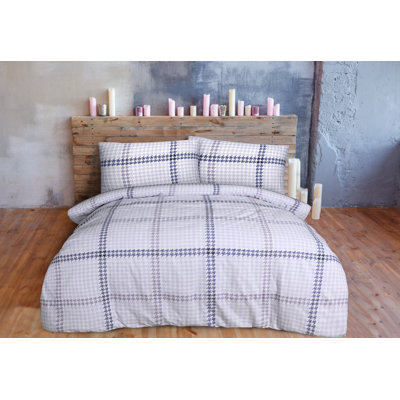 Cotton Houndstooth Duvet Cover Set with Pillowcases