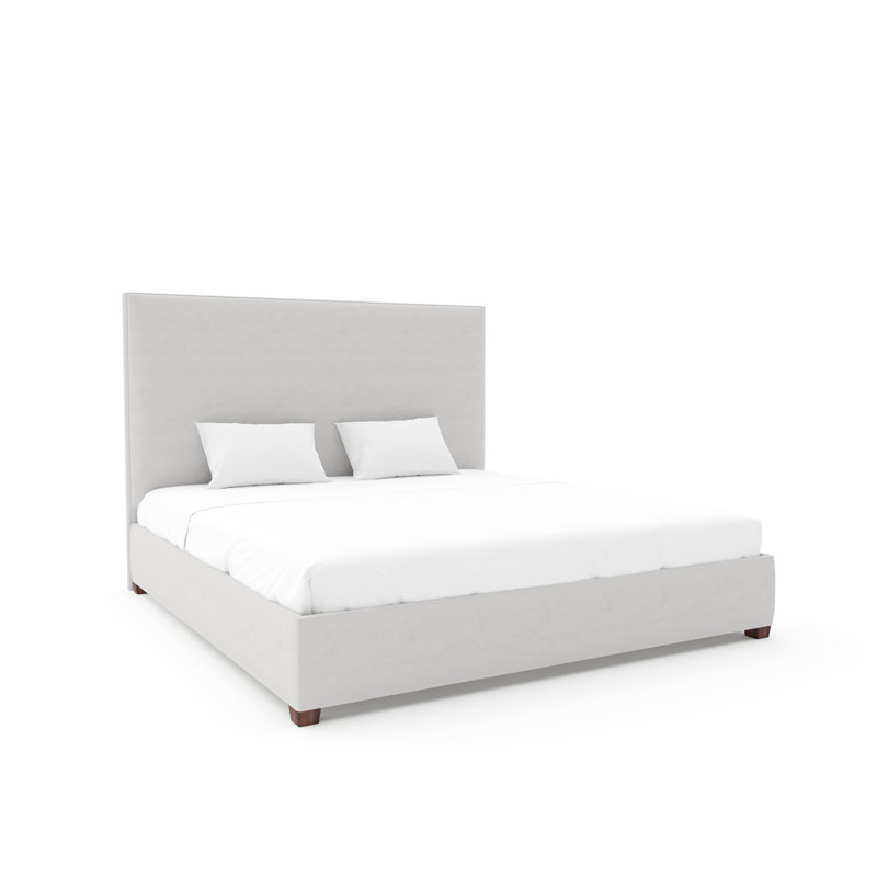 Lindley Bed With 11" Rails, Weathered, Posh Life Performance Velvet Dove, King