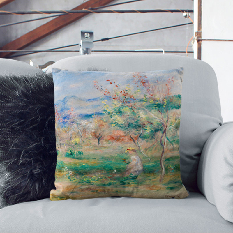 Girl In A Landscape Square Throw Cushion, 40cm H x 40cm W x 15cm D