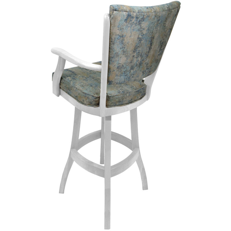 Irminger Classic Swivel Wood Extra Tall Stool, Counter Stool (26" Seat Height), Blue Polyester Blend/White Frame
