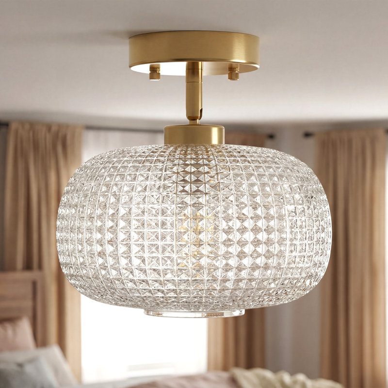 Plafonnier encastré 1 lumière en verre industriel