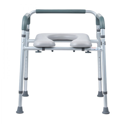 Chaise Commode, commode de chevet avec siège et accoudoirs rembourrés, hauteur réglable à 7 niveaux
